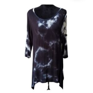 Olivia Sky Dress Womens Medium Tye Dye Navy Blue White Boho Grunge